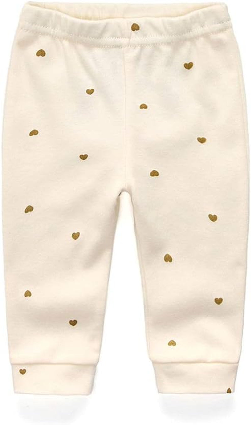 Unisex Newborn Baby Cotton 4-Pack Pants Embroidery Pringting Casual Leggings 0-24 Months for Boys and Girls