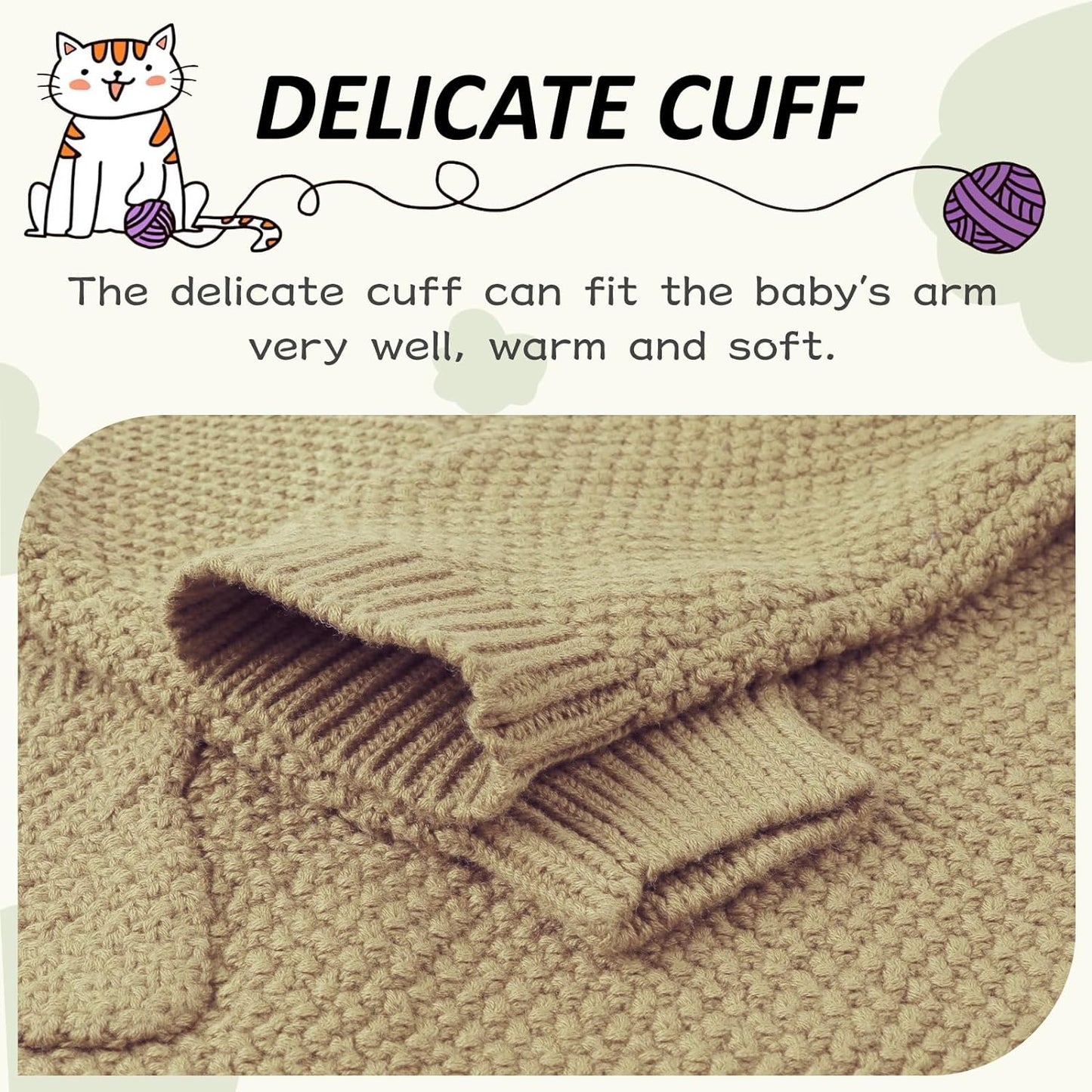 Baby Boys Girls Crochet Sweater Infant Kids Cable Knit Cotton Cardigans Casual Long Sleeve Pullover Spring 6M-4T
