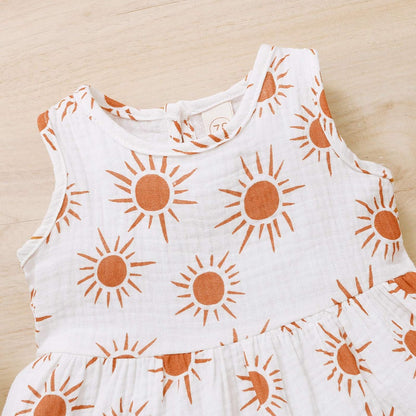 Toddler Baby Girl Cotton Linen Clothes Set,Daisy/Sun Printed Ruffled Hem Tank Tops Shorts Set 2Pcs Summer Outfits