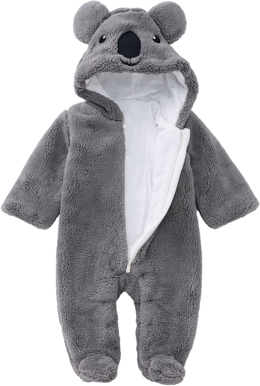 Unisex Baby Pramsuit Thick Winter Jumpsuit Warm Cotton Robe Snowsuit for Infant Boys Girls 0-24 Months