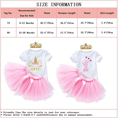 Princess 1St Birthday Cake Smash 3Pcs Outfits Baby Girls Cotton Romper Bodysuit Rainbow Tutu Skirt Crown Headband