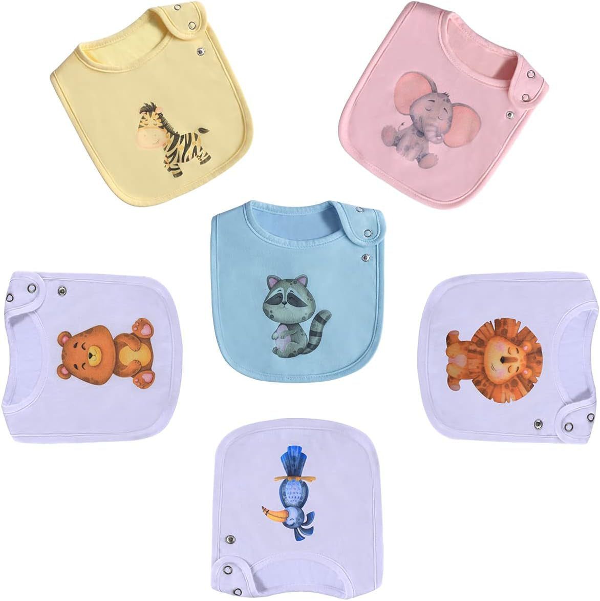 Cotton Waterproof Baby Bibs for Girls Boys Unisex for Drooling Drooler Teething with Snaps,Oeko-Tex Certified Print