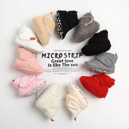 Unisex Baby Cotton Fleece Booties Newborn Boys Girls Plush Cotton Socks Soft Sole Warm Winter Infant Slippers Toddler Crib Shoes